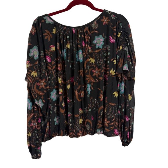 Free People Wildflower Honey‎ Floral Mesh Overlay Blouse Size L - Picture 4 of 8